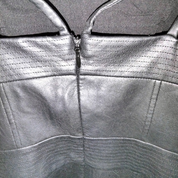 BCBG MaxAzria faux black leather Strappy cocktail dress as 4 - Picture 4 of 7